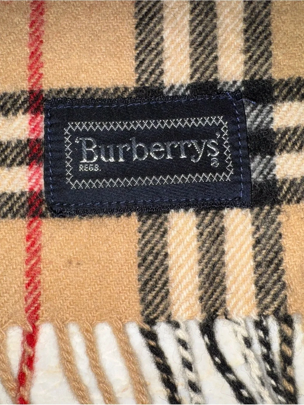 Classic Vintage Burberry Nova Check Wool Scarf with fringed edges